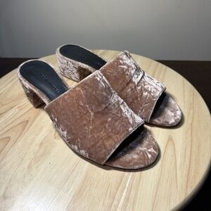 Rebecca Minkoff Ivonne Putty Smooth Velvet Pink Open Toed Chunky Heel Womens 7M